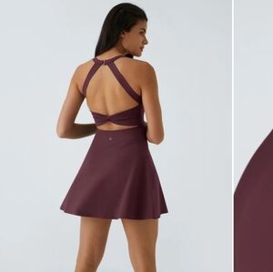 NWOT Halara Backless Active Dress Longer Length Easy Peezy Majolica Fig Large